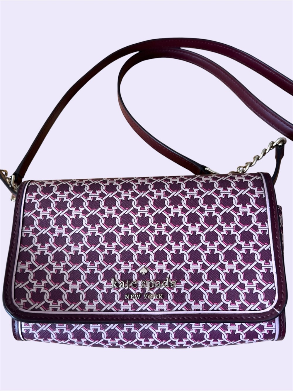 Kate Spade New York Plum and White Geometric Crossbody Bag